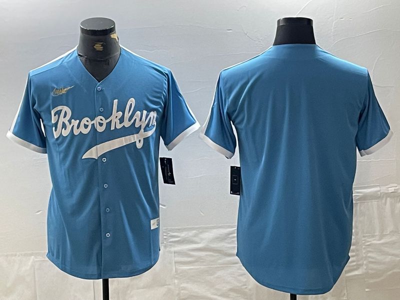 Men Los Angeles Dodgers Blank Light blue Throwback 2024 Nike MLB Jersey style 12->youth mlb jersey->Youth Jersey